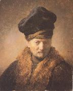 REMBRANDT Harmenszoon van Rijn Bust of an old man in a fur cap (mk33) oil painting artist